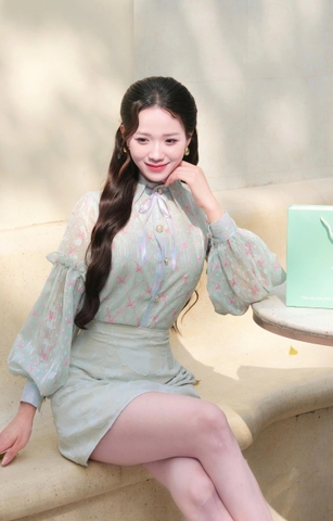 Adeline house - Chân váy MINI dáng A ngắn xanh mint thêu ren - TK137.2