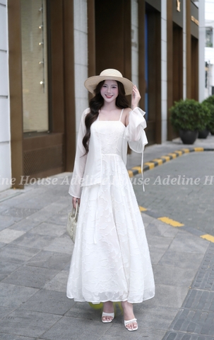 Adeline House - Lovely floral maxi dress - TK99 White Embroidery