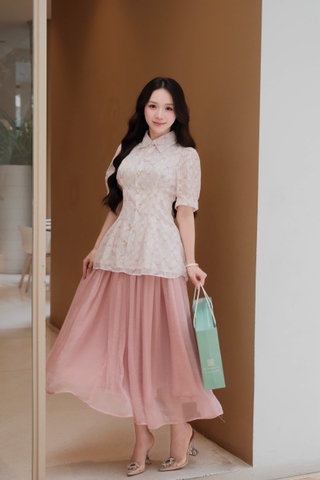ADELINE HOUSE -  SET ÁO TÍM NƠ  + CHÂN VÁY MIDI DÀI – TK 186.1+166.2