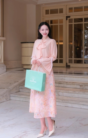 Adeline house - Chân váy "Soft Bloom" hoa cam - TK157.1