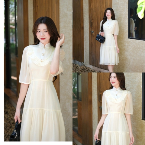 ADELINE HOUSE- VÁY MIDI VOAN KEM THANH LỊCH TIỂU THƯ- TK27