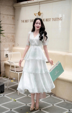 ADELINE HOUSE - VÁY HOA CỔ CHỮ V THANH LỊCH – NHẸ NHÀNG TK114.1