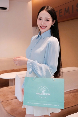 ADELINE HOUSE-✨ Set Áo Sơ Mi+ Chân Váy Xếp Ly Xinh Xắn- TK45.7 Xanh Dương