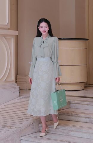 Adeline house - Chân váy "Soft Bloom" xanh mint - TK157.5