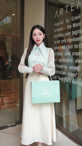 ADELINE HOUSE- SET ÁO VOAN HOA PASTEL – CHÂN VÁY A DÁNG DÀI THANH LỊCH- TK169.1  SIZE XS S M L XL 2XL 3XL 4XL