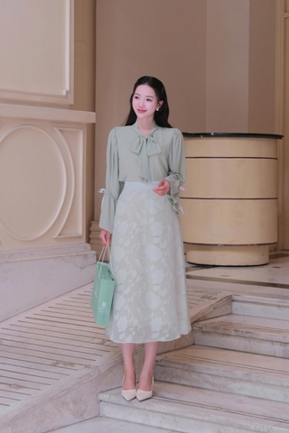 Adeline house - Chân váy "Soft Bloom" xanh mint - TK157.5