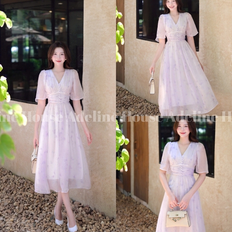 ADELINE HOUSE- Đầm Tím Pastel&nbsp;ADELINE Tiểu Thư/ THANH LỊCH- TK78 SIZE XS S M L XL 2XL 3XL 4XL