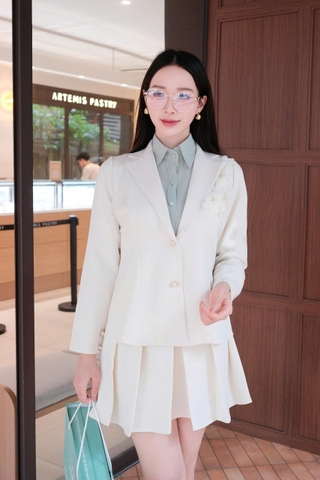 ADELINE HOUSE-✨ Set Áo Sơ Mi+ Chân Váy Xếp Ly Xinh Xắn- TK45.3 Xanh Mint