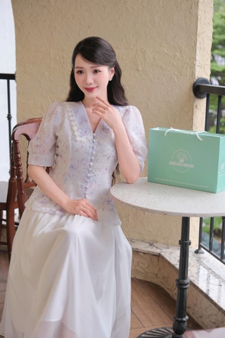 ADELINE HOUSE- Set Áo Hoa Voan Tay Ngắn + Chân Váy Maxi Dài Xòe Thanh Lịch- TK127 TK132 SIZE XS S M L XL 2XL 3XL 4XL