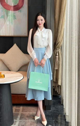 ADELINE HOUSE- SET VÁY SƠ MI NƠ+ CHÂN VÁY CÔNG SỞ- TK152.4 TK23.4 SIZE XS S M L XL 2XL 3XL 4XL