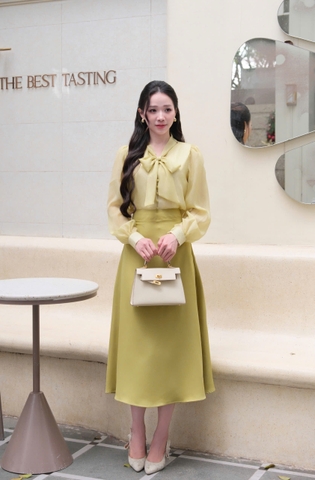 ADELINE HOUSE- SET VÁY TIỂU THƯ XANH CỐM NHẸ NHÀNG – THANH LỊCH TK152.2 + TK25.2 SIZE XS S M L XL