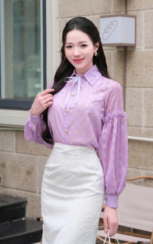 Adeline house - Chân váy MIDI màu trắng thêu ren - TK136.3