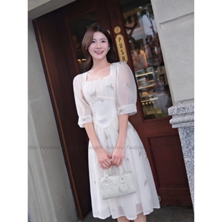 Adeline House - Váy cổ vuông tay bồng dáng dài xinh xắn - TK09
