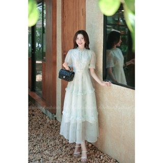 Adeline House - Váy cổ bèo dáng dài xòe bồng xinh xắn - TK65