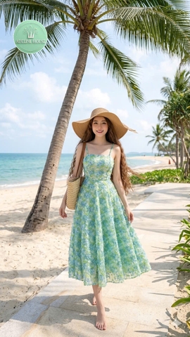 ADELINE HOUSE- Đầm 2 Dây Hoa cúc Xanh Dịu Dàng Phong Cách Pháp – TK82.1+ TK89.1 SIZE XS S M L XL 2XL 3XL 4XL