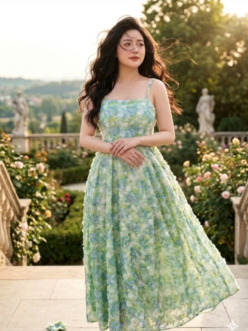 ADELINE HOUSE- Đầm 2 Dây Hoa cúc Xanh Dịu Dàng Phong Cách Pháp – TK82.1+ TK89.1 SIZE XS S M L XL 2XL 3XL 4XL