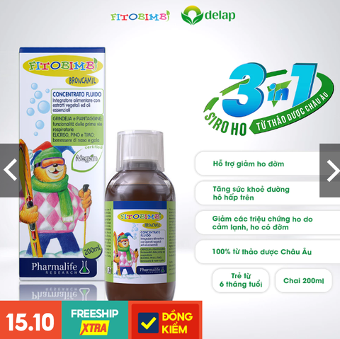 Siro thảo dược FITOBIMBI BRONCAMIL 200ml