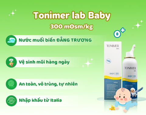 Tonimer Lab Baby Spray - Xịt mũi đẳng trương làm sạch, thông thoáng mũi dành cho trẻ (Dùng hàng ngày)