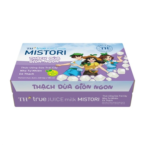 Lốc Thức uống Sữa Trái Cây Nho Tự Nhiên TH true JUICE milk MISTORI 180 ml