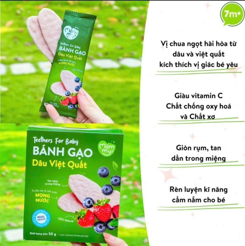 Bánh gạo ăn dặm Mămmy vị dâu việt quất 50g cho bé 7M+