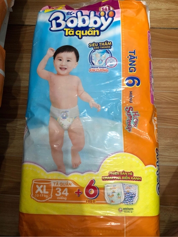 Bỉm - Tã quần Bobby size XL 32 miếng (12 - 17kg) + Tặng 4/6 Miếng (Giao Ngẫu Nhiên)