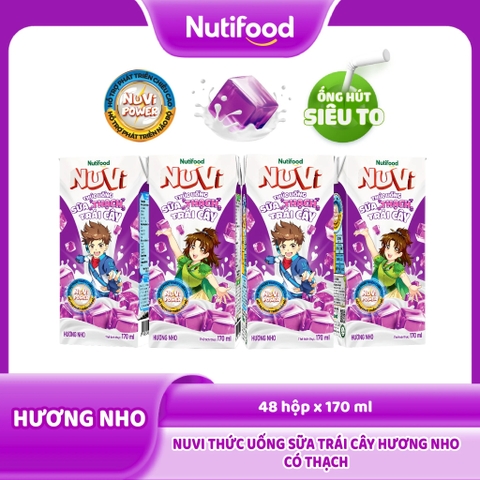 NuVi Thức Uống Sữa Trái Cây Hương Nho Có Thạch 170 ml