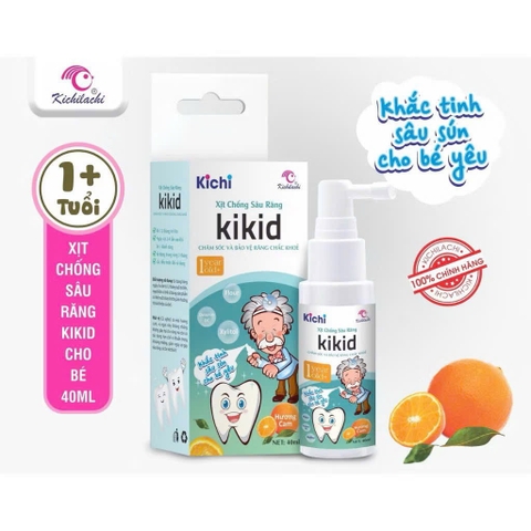 Xịt chống sâu răng Kichi cho bé từ 1 tuổi hương cam