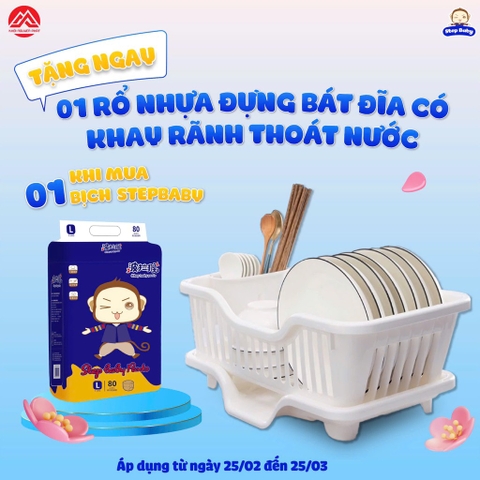 RỔ NHỰA ĐỰNG BÁT ĐĨA CÓ KHAY RÃNH THOÁT NƯỚC