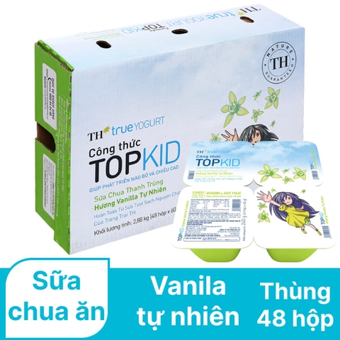 Lốc sữa chua ăn TOPKID hương vanilla 60 g x 4 hộp