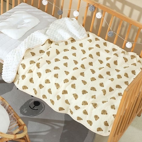 Chăn Xô Muslin, Chăn xô nhung hạt đậu đắp thu đông, mùa se se lạnh phù hợp cho bé chất mềm mại, ấm áp BB38
