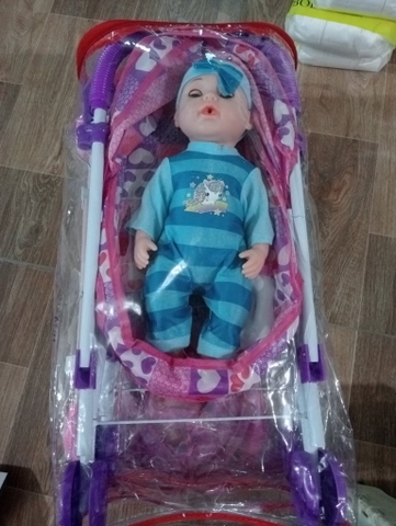 Xe Đẩy Búp Bê Cho Bé Gái – Thiết Kế Gập Gọn, Màu Hồng Dễ Thương