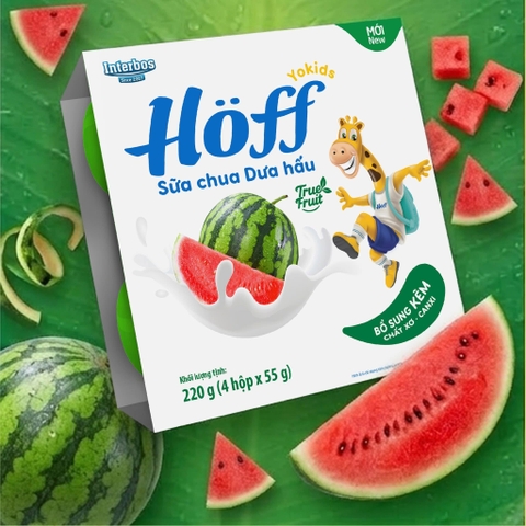 Sữa chua Hoff vị dưa hấu lốc 4 hộp (4x55g) (6M+)