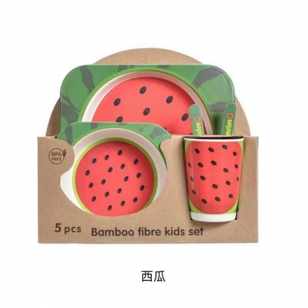 Bộ ăn dặm sợi tre 5 món hình dưa hấu - Bamboo
