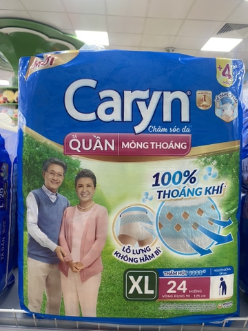 [GÓI LỚN XL24] Tã/Bỉm Quần Người Lớn Caryn Mỏng Nhẹ Chống Tràn Size XL24 Miếng - Chính Hãng
