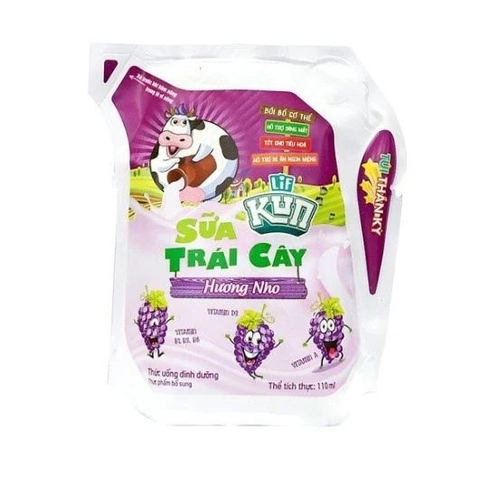 Sữa trái cây Lif Kun hương nho (Túi 110ml)