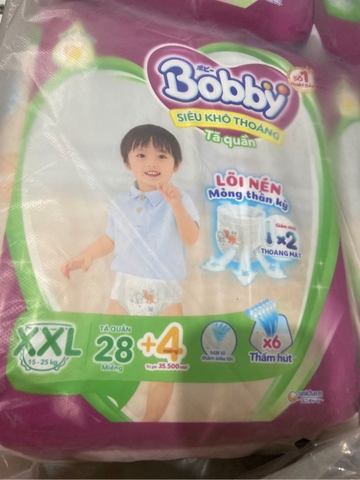 Tã quần Bobby Size XXL gói 28+4 miếng (Giao ngẫu nhiên)