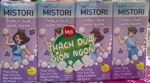 Lốc Thức uống Sữa Trái Cây Dâu Tự Nhiên Có Thạch TH true JUICE milk MISTORI 180 ml