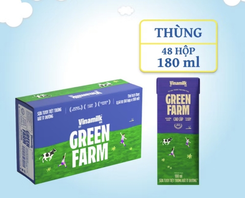 Sữa tươi tiệt trùng Green farm ít đường 180ml