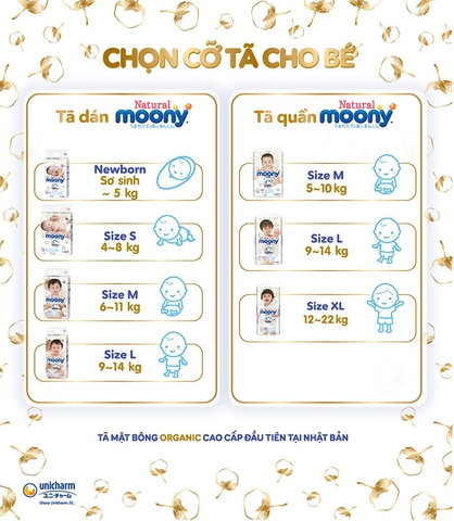 Bỉm - Tã dán Moony Natural size S 58 miếng (4 - 8kg)