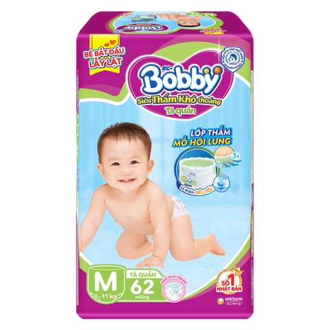 Bỉm - Tã quần Bobby size M 60-62 miếng (cho bé 6 - 10kg)