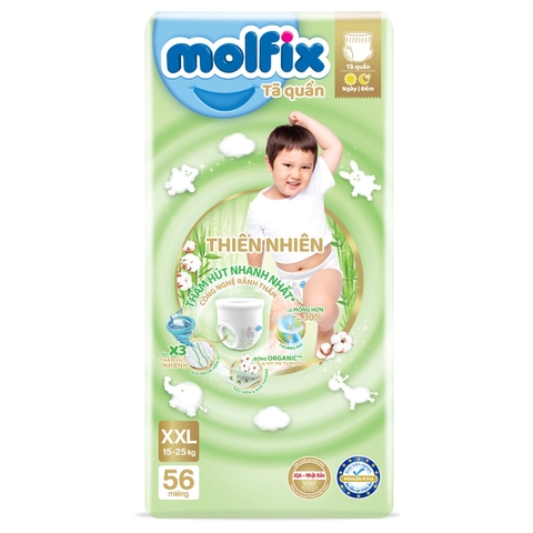 Bỉm - Tã quần Molfix size XXL 56 (15 - 25kg) + Tặng 8 Miếng