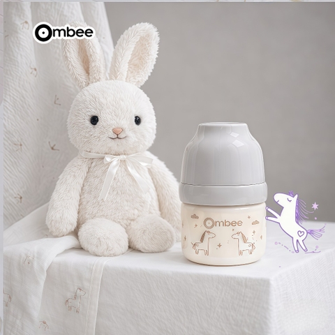 Bình sữa Ombee PPSU Anti-colic phiên bản Pony xám