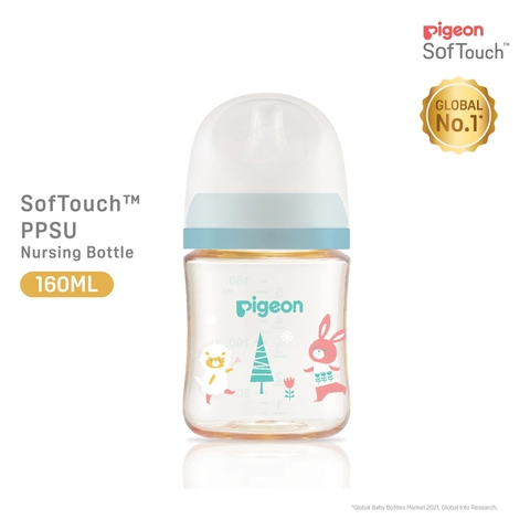Bình sữa Pigeon PPSU Plus WN3 Nhật Bản in hình thú cưng 160ml