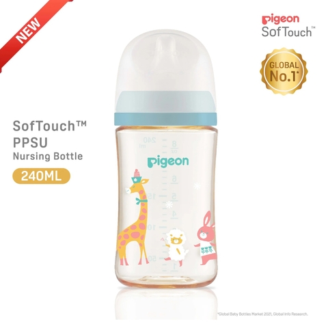 Bình Pigeon PPSU thú cưng 240ml (>3 tháng)