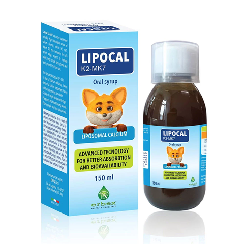 Lipocal K2 MK7 Erbex - Bổ sung canxi sinh học, vitamin D3 & K2 cho bé