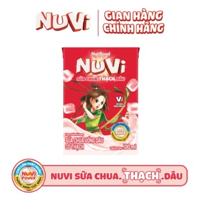 NuVi Sữa Chua Uống Dâu Có Thạch Hộp 100 ml