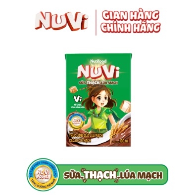 NuVi Thức Uống Sữa Lúa Mạch Cacao Có Thạch 100Ml (>3 tuổi)