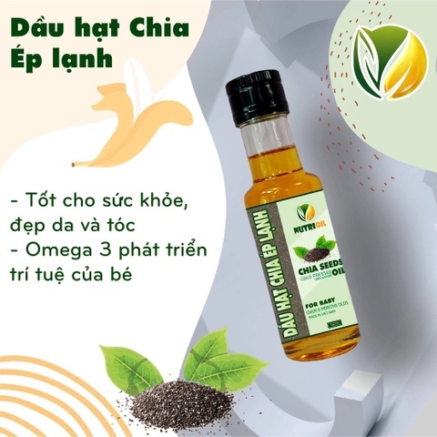 Dầu ăn dặm hạt chia Nutrioil, dầu ép lạnh cho bé 100ml