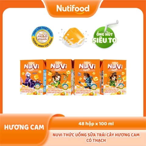 NuVi Thức Uống Sữa Trái Cây Hương Cam Có Thạch Hộp 100 ml