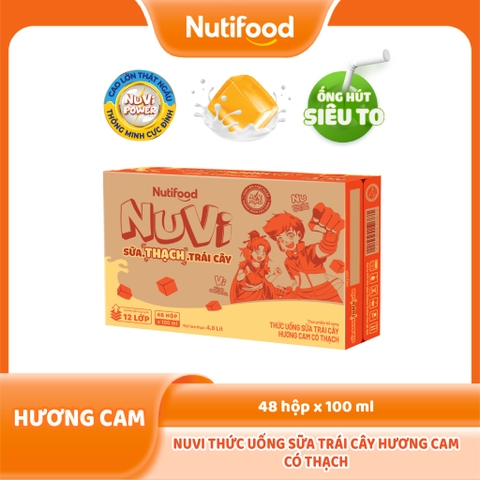 NuVi Thức Uống Sữa Trái Cây Hương Cam Có Thạch Hộp 100 ml